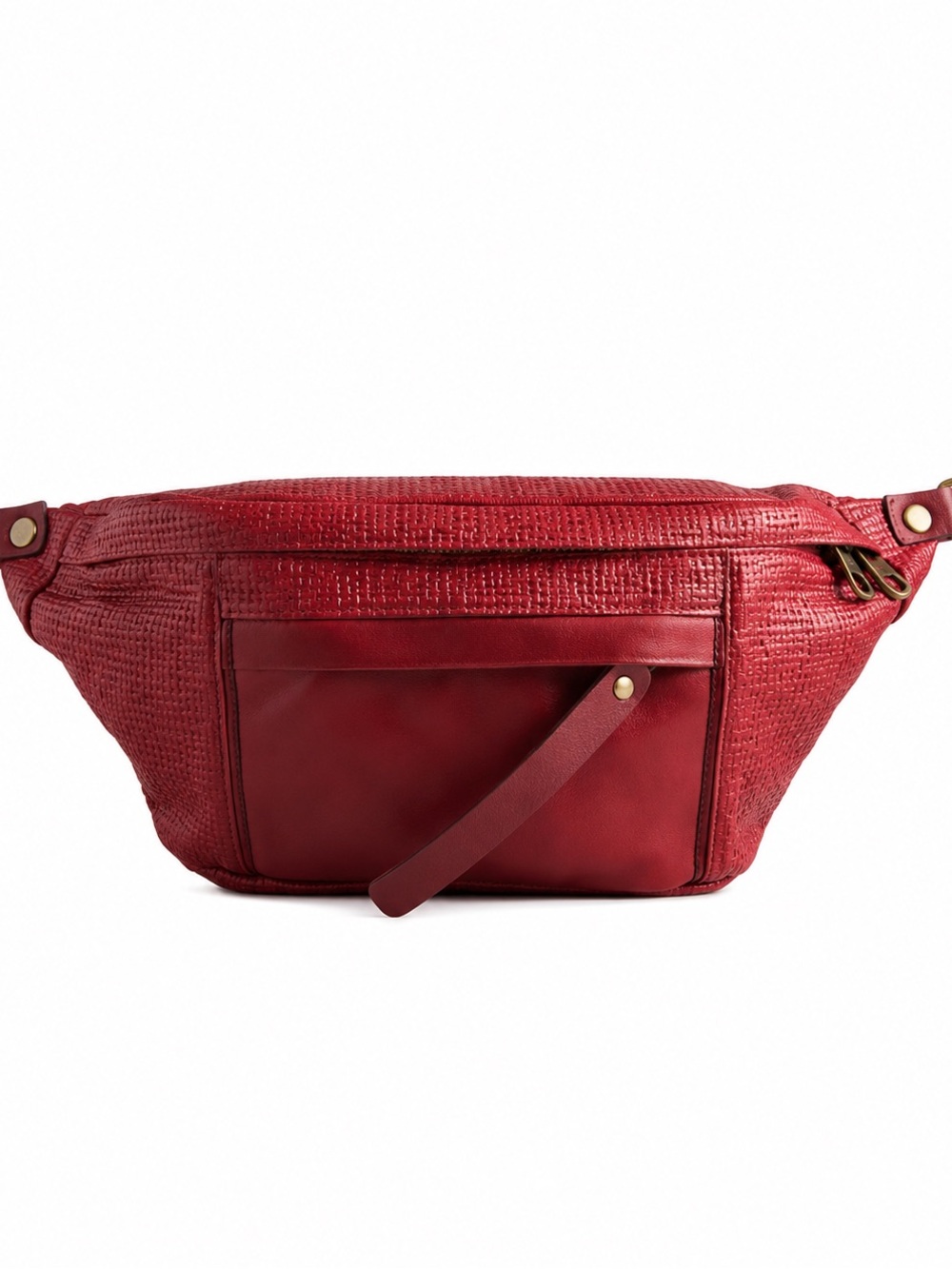 Textured Res/crimson Crossbody Bag with Front Zip Pocket - Parker Thatch Sling